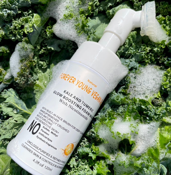 KALE AND TUMERIC FACEWASH WITH BUILT IN FACE BRUSH - Forever young vegan skincare